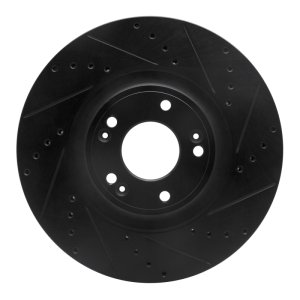 Hyundai Genesis Brake Rotor (1) - Front Right - R1 Concepts - Drilled & Slotted - Black - `09-`14